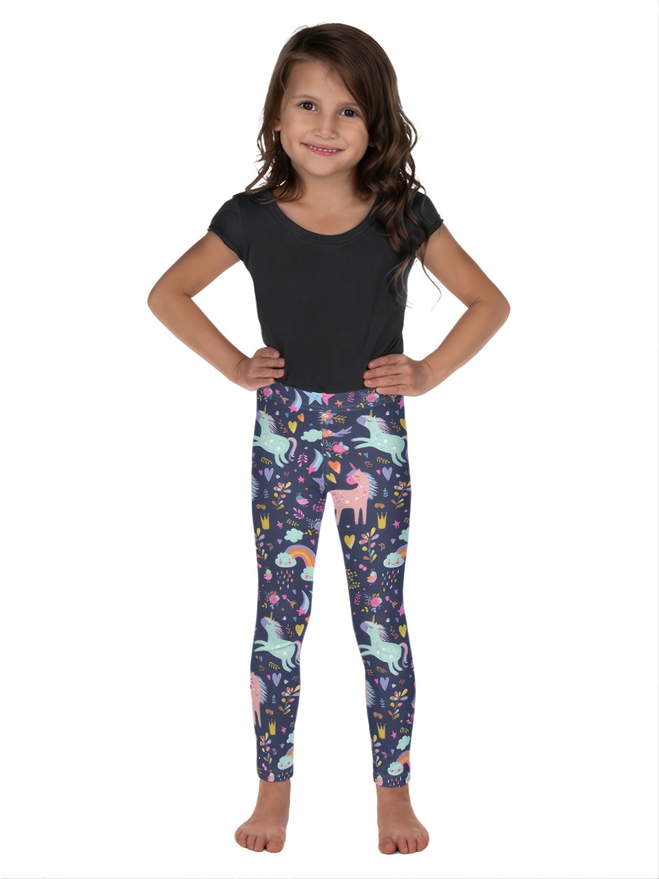 Girls Unicorn Garden Leggings Soft High Stretch