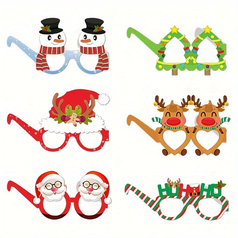 6pcs Christmas Decorative Glasses Snowman Elk Santa