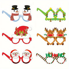 6pcs Christmas Decorative Glasses Snowman Elk Santa