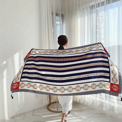 Boho Print Large Tassel Scarf Sunscreen Shawl Windproof Head Wrap
