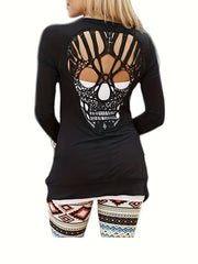 Skull Cardigan Goth Long Sleeve Spring Fall Women's Clothing