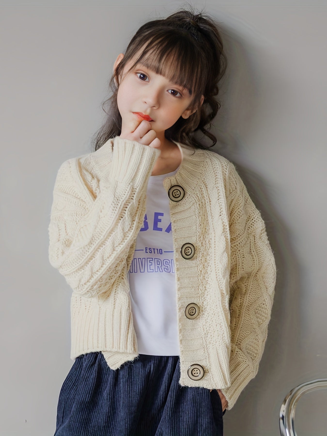 Girls Button Front Knitwear for Fall Winter Christmas Gift