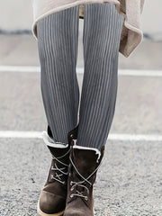 Casual Leggings Women's Plus Stripe Print Elastic High Rise