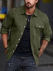 Men's Casual Lapel Shirt Button Up Long Sleeve