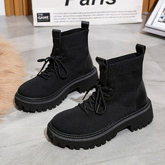 Women's Chunky Sole Knitted Ankle Boots