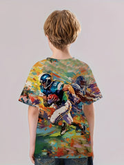 Boys' Colorful Football Player 3D Print T-Shirt