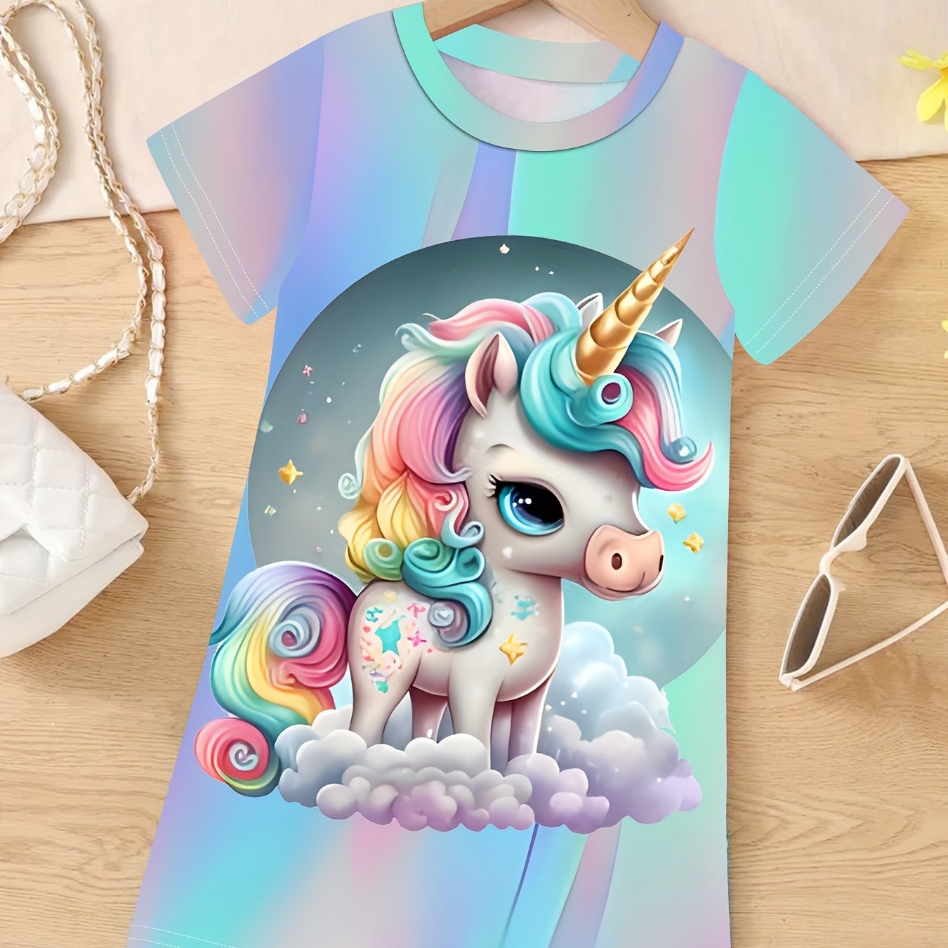 3D Unicorn Graphic Dress for Girls - Summer Outdoor