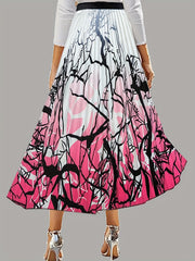 Pleated High Waist Swing Skirt for Spring & Summer