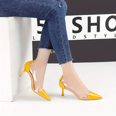 Women's Transparent Stiletto Heel Shoes Point Toe Solid Outdoor Footwear