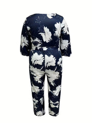 Floral Print Long Sleeve Wide Leg Jumpsuit