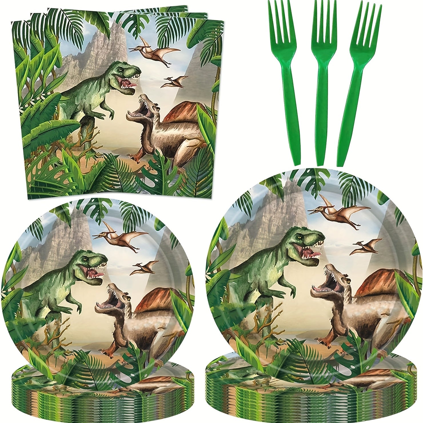 Dinosaur Birthday Party Supplies - Plates, Napkins, Forks
