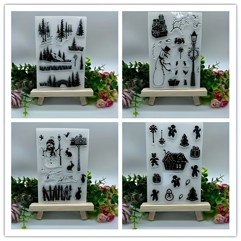 Winter Snowman Christmas Rubber Stamp for DIY Scrapbooking