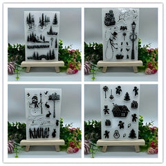 Winter Snowman Christmas Rubber Stamp for DIY Scrapbooking