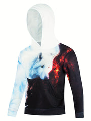 3D Wolf Print Kid's Hoodie Unisex Pullover Hooded Long Sleeve Top