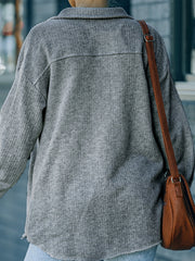Women's Textured Button Down Shirt Jacket With Pockets