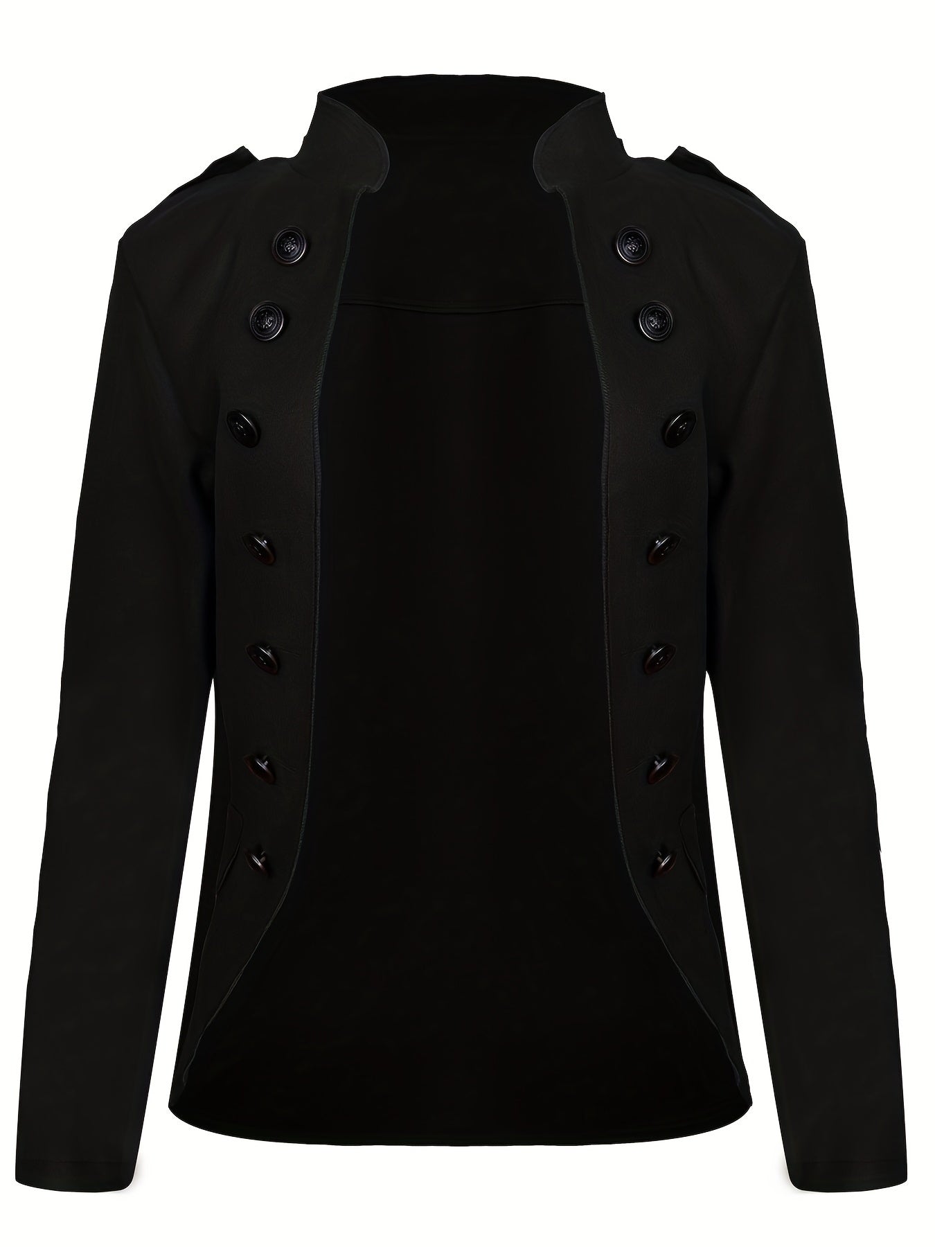 Button Decor Open Front Jacket Long Sleeve for Fall & Winter