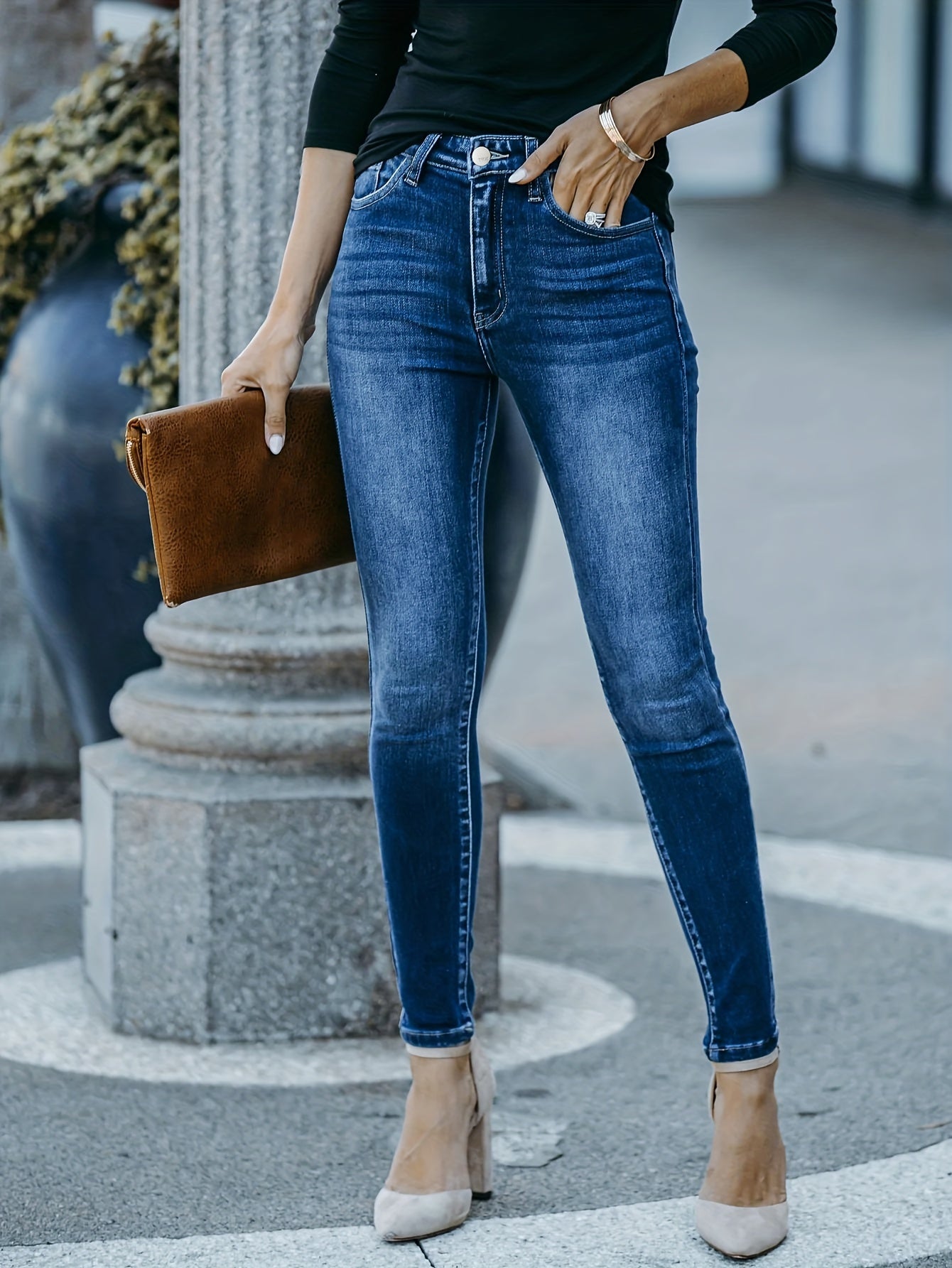 High Rise High Waist Curvy Skinny Jeans Women's Denim