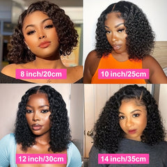 Kinky Curly Bob Wig 180 Density Human Hair Lace Front Wig