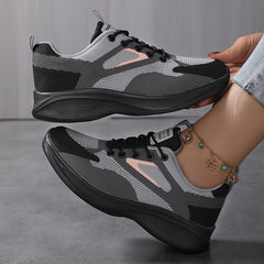 Women's Block Knit Athletic Sneakers Lightweight Mesh Shoes