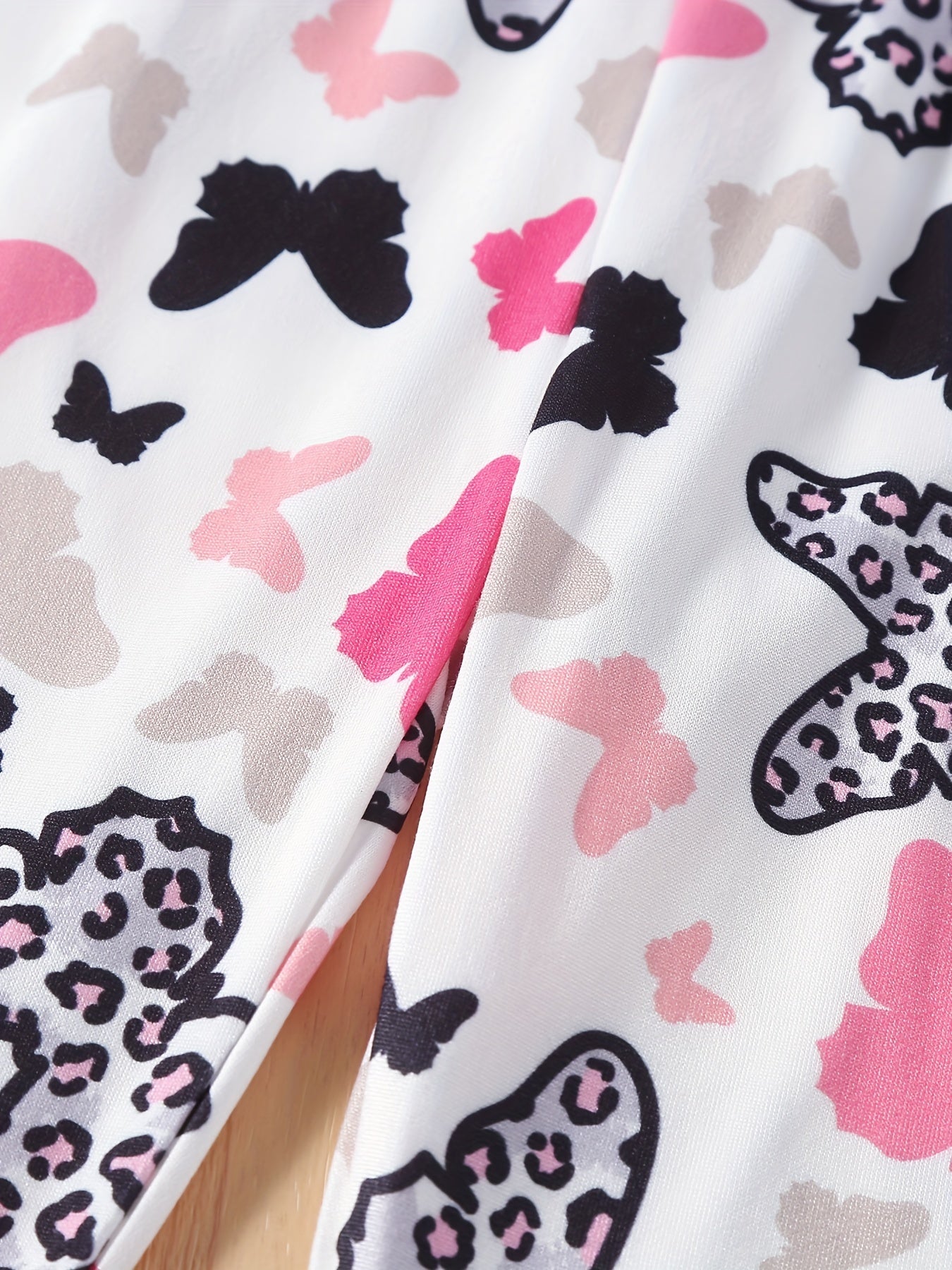 Girls' Leopard Butterfly Print Skinny Pants Leggings Ankle Length