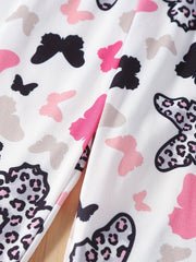Girls' Leopard Butterfly Print Skinny Pants Leggings Ankle Length