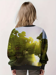 Kids Game Print Hooded Sweatshirt Pullover