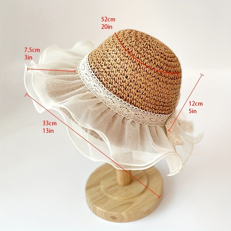 Summer Baby Hat Sunscreen Straw Hat Princess Style Hollow Breathable