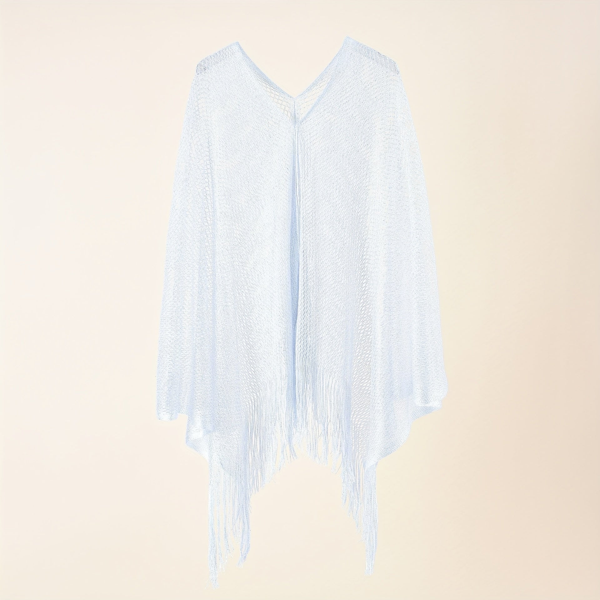 Breathable Hollow Out Shawl Tassel Cover Up for Women