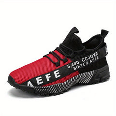 Men's Alphabets Graffiti Running Shoes Lightweight Mesh Sneakers