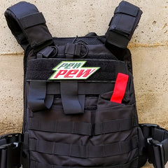 2pcs Pew Pew Funny Hook And Loop Embroidered Patch Outdoor Decoration