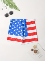 Quick Dry Drawstring Men's Swim Trunks Flag Print Board Shorts