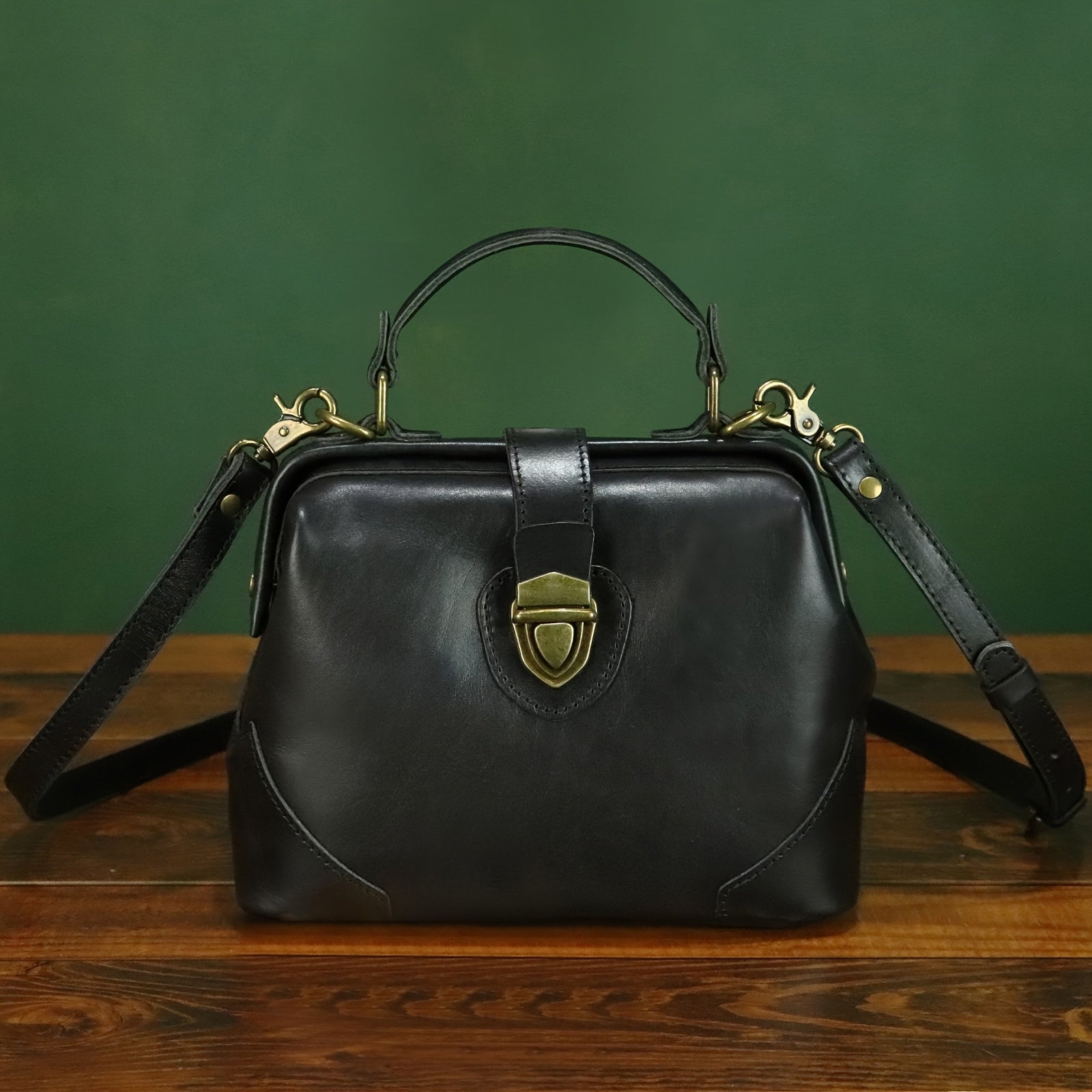 Vintage Leather Small Bag for Women Crossbody Phone Purse Metal Lock Brown