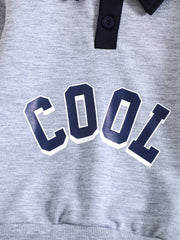 Boys Lapel Long Sleeve Sweatshirt Trousers Set