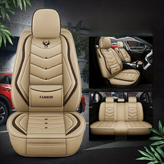 5 seat Full Coverage Faux Leather Car Universal Seat Cover with Waist Support