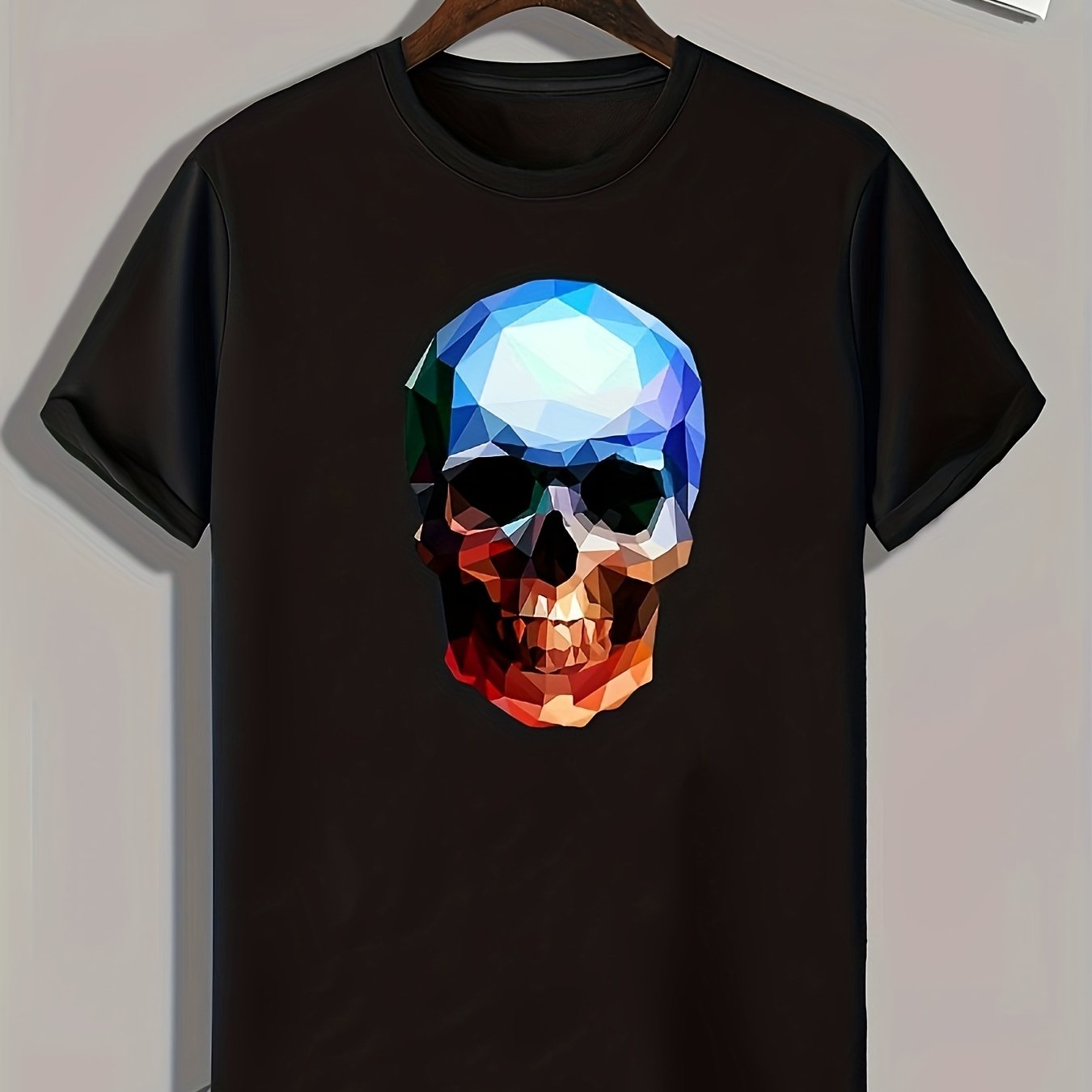 Skull Pattern Print Men's Sports T-shirt Outdoor Clothes Fitness Gift