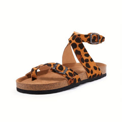 Women's Cork Sandals Toe Loop Cross Strap Summer Gladiator Sandals