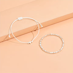 2 Pcs Colorful Rice Beads Anklet Adjustable Bracelet