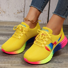Women's Love Heart Decor Sneakers Lace Up Running Shoes
