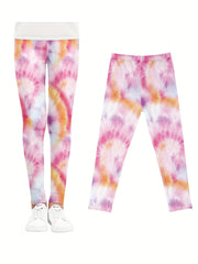 Girls Tie Dye Fleece Leggings Footless Tights Anti-Mosquito Pants