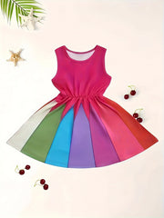 Colorblock Sleeveless Dress for Girls Summer Gift