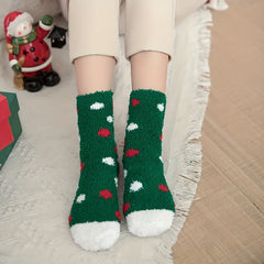 6 Pairs Christmas Fuzzy Socks Cozy Mid Tube Women's Stockings