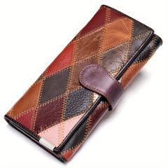 Textured Leather Trifold Long Wallet