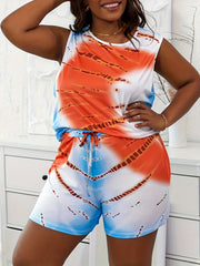 Tie Dye Tank Top & Shorts Set Women's Casual Loungewear
