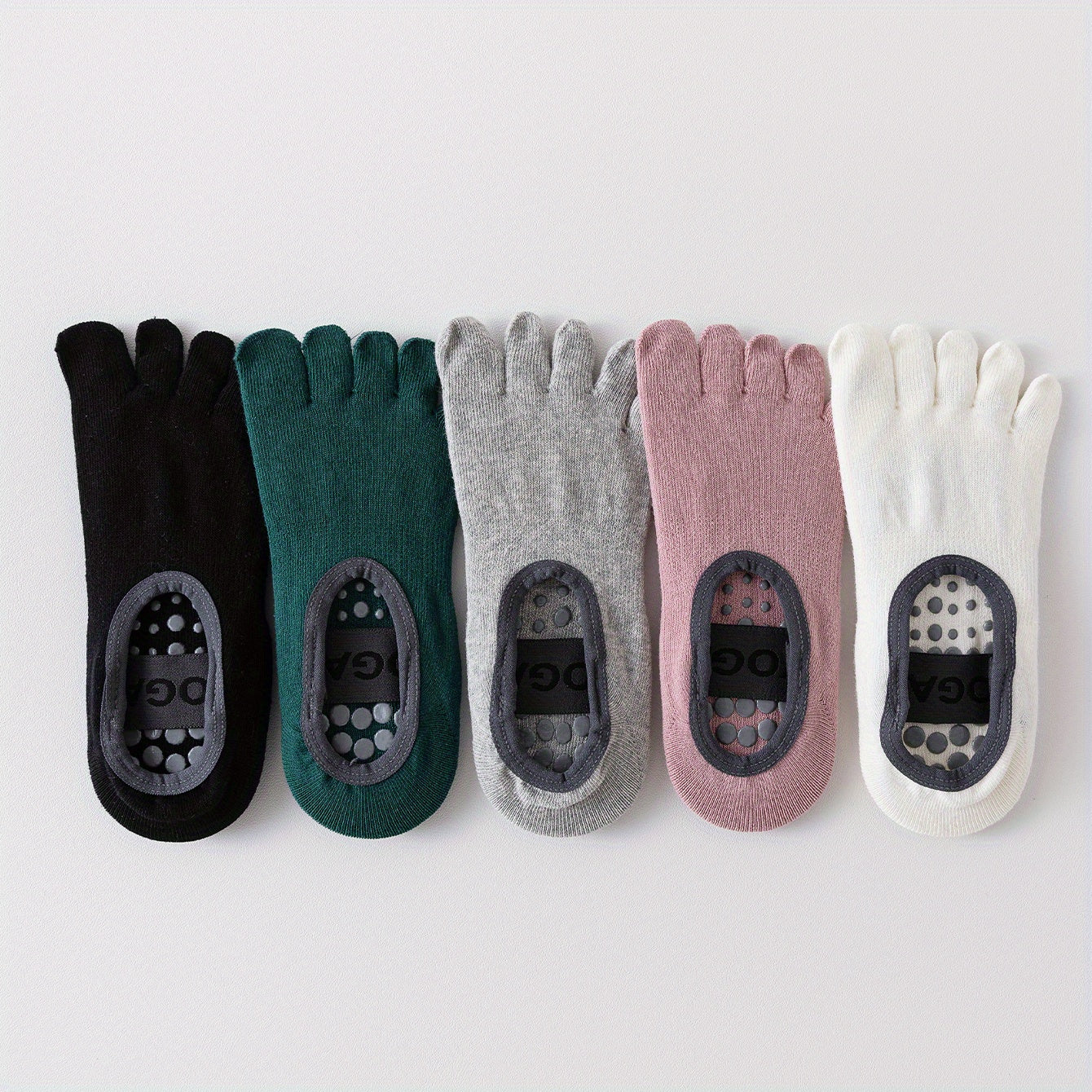 5 Pairs Mix Yoga Socks Anti-Skid Grips Five Toe Split Socks