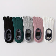 5 Pairs Mix Yoga Socks Anti-Skid Grips Five Toe Split Socks