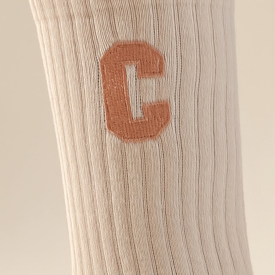 C Print Crew Socks Comfy All match Mid Tube Socks Women's Stockings