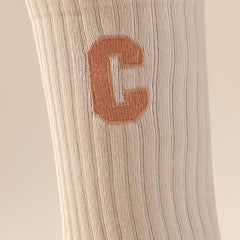 C Print Crew Socks Comfy All match Mid Tube Socks Women's Stockings