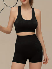 Racerback Tank Bra & High Waist Shorts Set