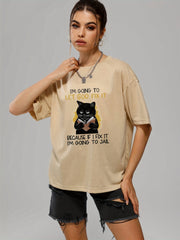 Cat Graphic Tee Summer Round Neck Casual T-shirt
