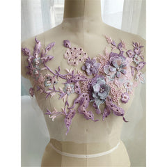 Colorful 3D Nail Beads Hot Drill Embroidery Lace Applique Dress DIY Clothing
